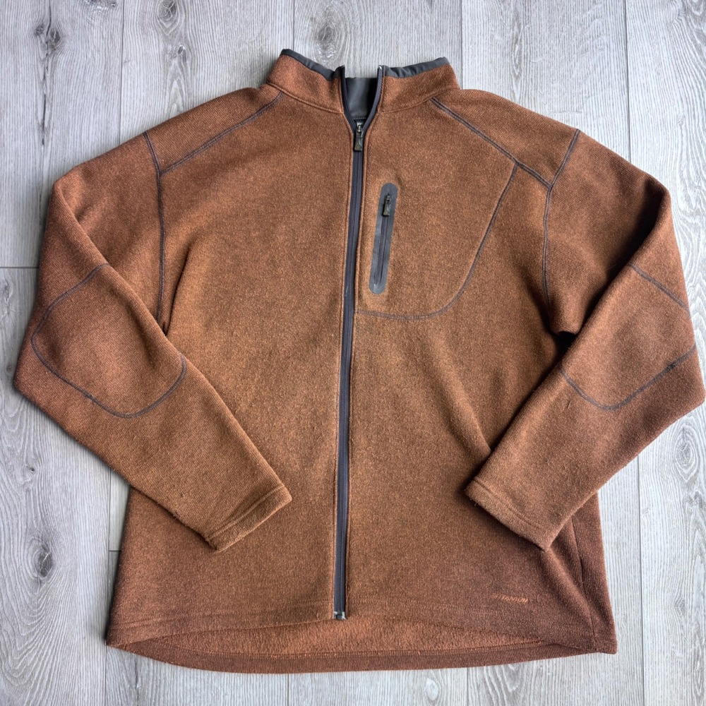 Columbia Titanium Mens XL Full Zip Fleece Jacket Brown TM6643 Hiking Outdoor